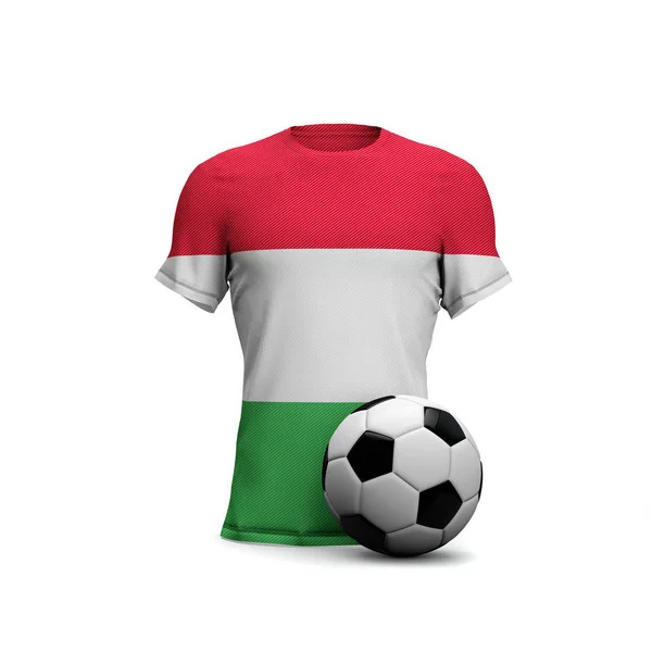 Hungary soccer shirt with national flag and football ball. 3D Re — Stock Photo, Image