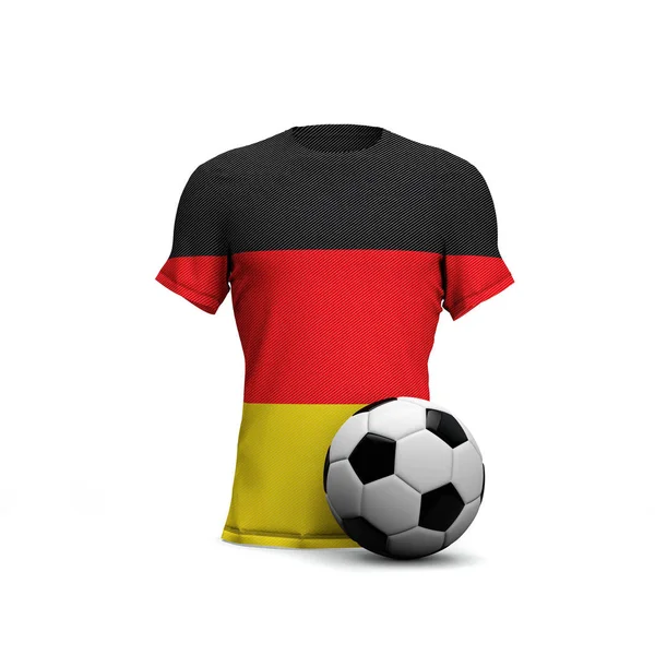 Germany soccer shirt with national flag and football ball. 3D Re — Stock Photo, Image