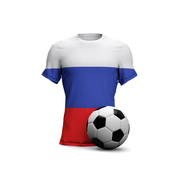 Russia soccer shirt with national flag and football ball. 3D Ren — Stock Photo, Image