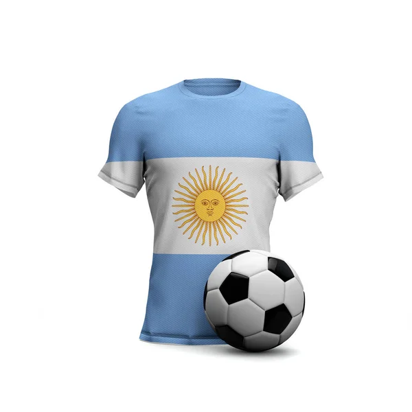 Argentina soccer shirt with national flag and football ball. 3D — Stock Photo, Image