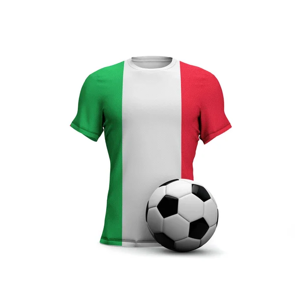 Italy soccer shirt with national flag and football ball. 3D Rend — Stock Photo, Image