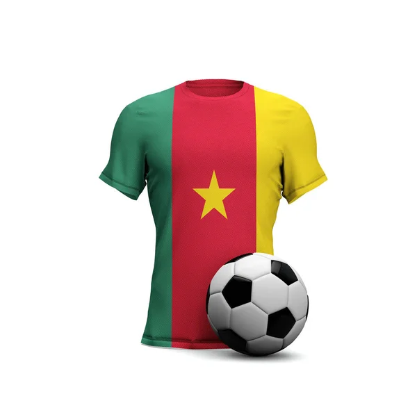 Kameruni foci ing nemzeti zászlóval és focilabdával. 3d R — Stock Fotó