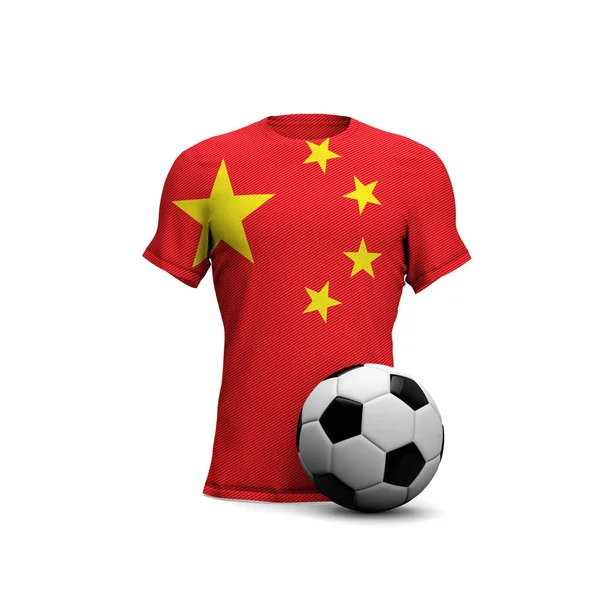 China Fußballtrikot mit Nationalflagge und Fußballball. 3d rend — Stockfoto