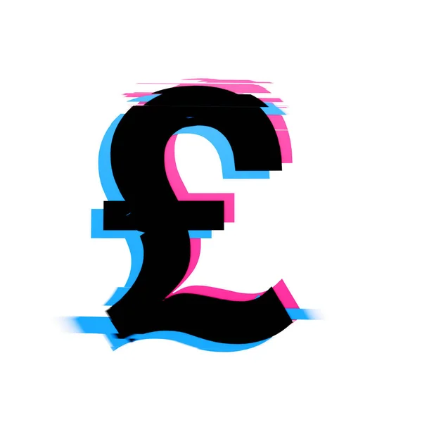 Pound sterling symbol distorted neon glitch effect text font. 3D Render