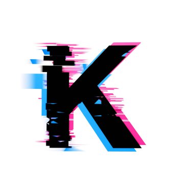 K harfi neon efekt yazı tipini bozdu. 3d Hazırlama