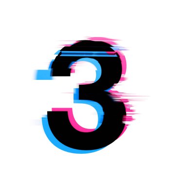 3 numaralı bozuk neon hata efekti yazı tipi. 3d Hazırlama