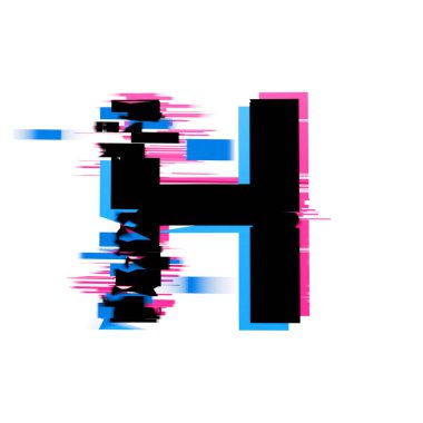 H harfi neon efekt yazı tipini bozdu. 3d Hazırlama