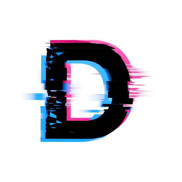字母D扭曲霓虹灯效果的文字字体 3D渲染 — 图库照片
