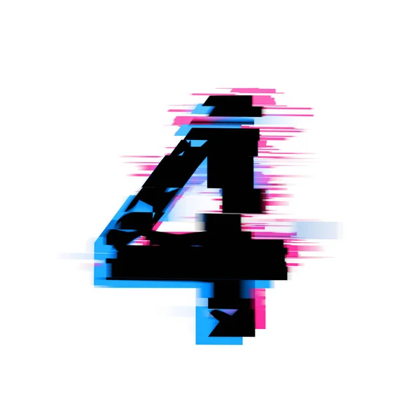 Numero Carattere Testo Distorto Effetto Glitch Neon Render — Foto Stock