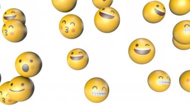 Ekranı dolduran Emoji emoticon karakteri. 3d Hazırlama