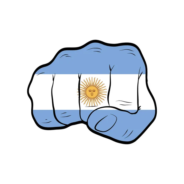 在白色背景上与阿根廷国旗分开的指节 — 图库矢量图片