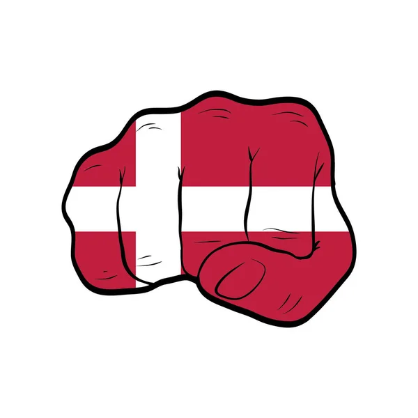 Knuckle Avec Drapeau Danemark Isolé Sur Fond Blanc — Image vectorielle