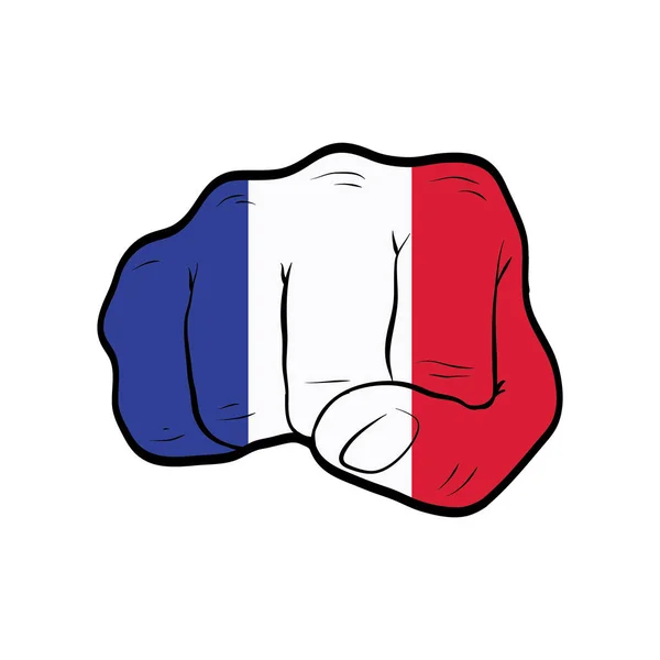 Nudillo Con Bandera Francia Aislado Sobre Fondo Blanco — Vector de stock