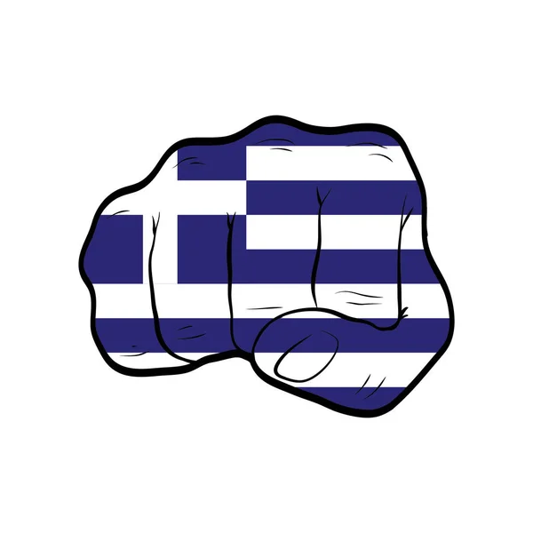 白い背景にギリシャの旗が描かれたナックル — ストックベクタ
