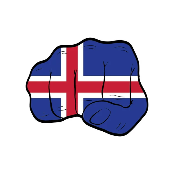 Knuckle Σημαία Ισλανδίας Απομονωμένη Λευκό Φόντο — Διανυσματικό Αρχείο