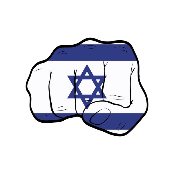 Nocca Con Bandiera Israeliana Isolata Sfondo Bianco — Vettoriale Stock
