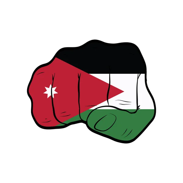 Knokkel Met Jordan Vlag Geïsoleerd Witte Achtergrond — Stockvector