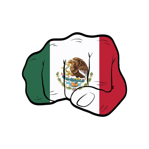 Knuckle Mexico Flag Isolated White Background — Stock Vector