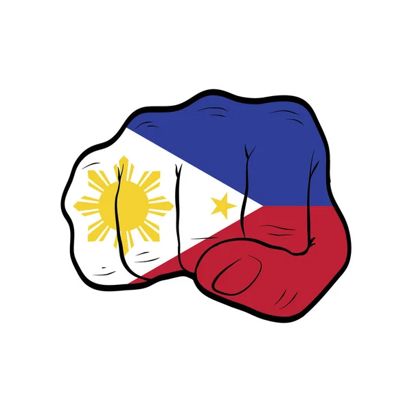 白い背景にフィリピン国旗が描かれたナックル — ストックベクタ