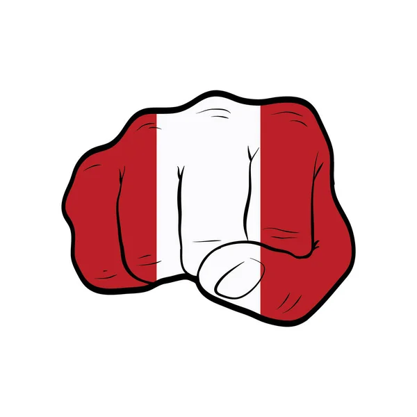 Knuckle Avec Drapeau Pérou Isolé Sur Fond Blanc — Image vectorielle