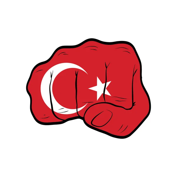 Nudillo Con Bandera Turquía Aislado Sobre Fondo Blanco — Vector de stock