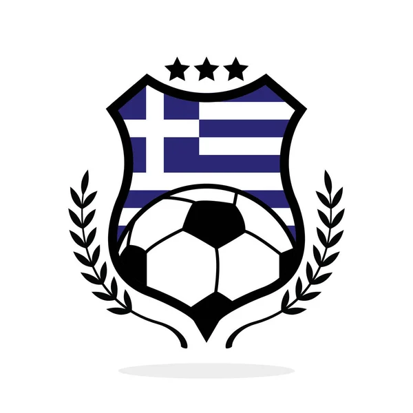 Logo Della Squadra Calcio Greca Con Bandiera — Vettoriale Stock