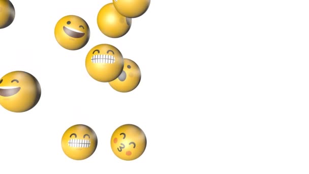 Emoji-Emoticon-Zeichen füllen den Bildschirm. 3D-Darstellung — Stockvideo