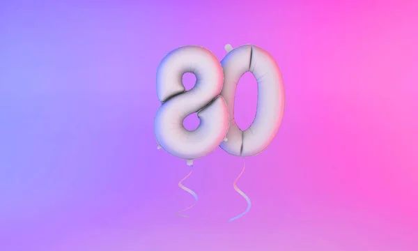 White number 80 celebration balloon greeting background. 3D Rendering — Stock Photo, Image