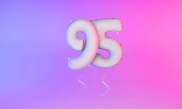 Bílé číslo 95 oslavy balón pozdrav pozadí. 3D vykreslování — Stock fotografie