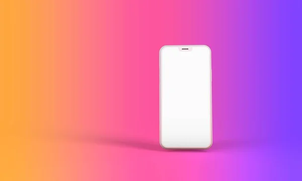 Makieta smartfona z białym ekranem i jasnym tłem. 3d Renderowanie — Zdjęcie stockowe