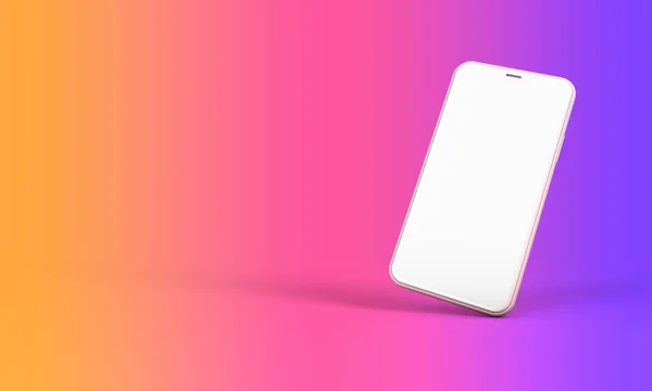 Макет смартфона з порожнім білим екраном і яскравим фоном. 3D рендеринг — стокове фото