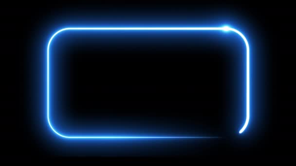Gloeiende neon abstracte licht frame achtergrond. Blauwe fluorescerende rand. 3d Render — Stockvideo