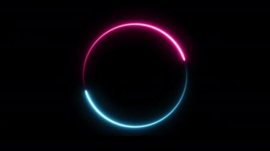 Parlayan neon soyut ışık dairesi arkaplanı. Floresan sınırı. 3d Hazırlama