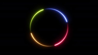 Parlayan neon soyut ışık dairesi arkaplanı. Floresan sınırı. 3d Hazırlama