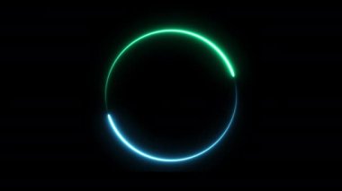 Parlayan neon soyut ışık dairesi arkaplanı. Floresan sınırı. 3d Hazırlama