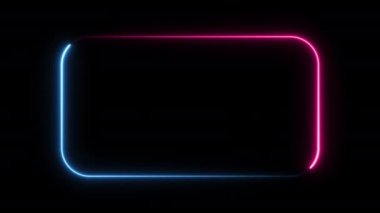 Parlayan neon soyut ışık çerçevesi arkaplanı. Pembe ve Mavi sınır. 3d Hazırlama