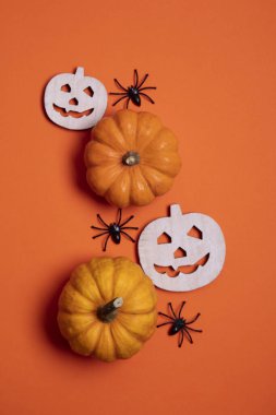 Kabaklı ve örümcekli turuncu cadılar bayramı arkaplanı