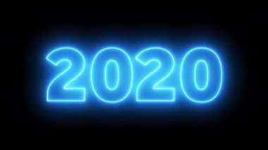 2020 Yeni Yıl Kutlaması neon arka planı