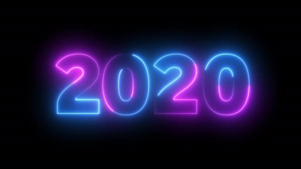 Año nuevo 2020 celebración neón fondo — Vídeos de Stock