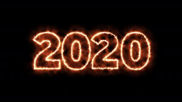Новый год 2020 праздник огненный фон — стоковое видео