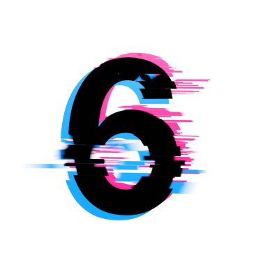 6 numaralı bozuk neon hata efekti yazı tipi. 3d Hazırlama