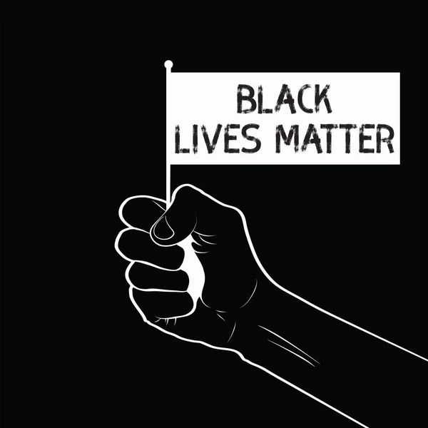 Mano sosteniendo una bandera de materia de vidas negras — Vector de stock