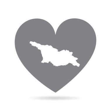 Gri bir aşk kalbinin içindeki Georgia ülke haritası. Ulusal gurur