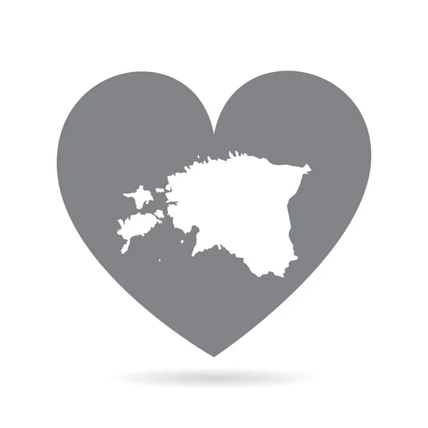 Estonya ülke haritası gri bir aşk kalbinin içinde. Ulusal gurur — Stok Vektör