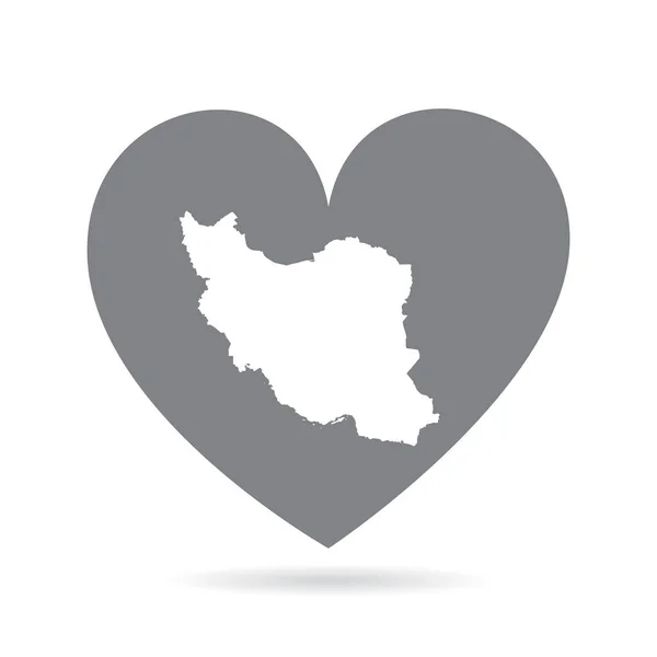 İran ülke haritası gri bir aşk kalbinde. Ulusal gurur — Stok Vektör