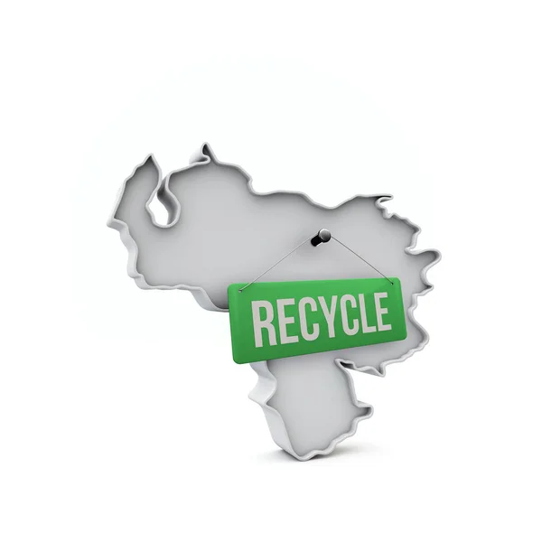 緑のリサイクル記号を持つベネズエラの3D地図。3Dレンダリング — ストックベクタ