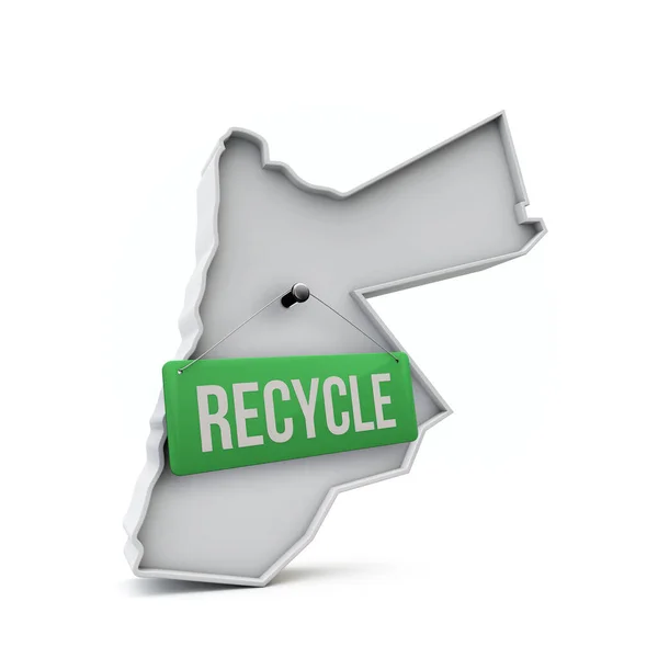 Jordan mapa 3D com sinal de reciclagem verde. Renderização 3D —  Vetores de Stock