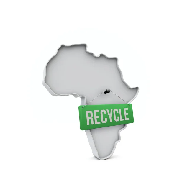 Carte 3D Afrique avec panneau vert de recyclage. Rendu 3D — Image vectorielle