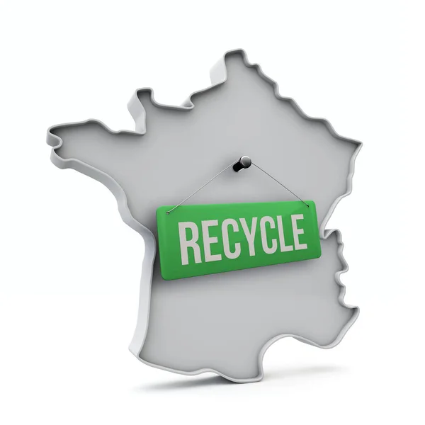 緑のリサイクル記号を持つフランスの3D地図。3Dレンダリング — ストックベクタ