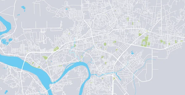 Vetor urbano mapa da cidade de Bien Hoa, Vietnã — Vetor de Stock